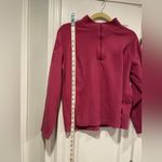 L.L. Bean Size XL Pink Mock Neck Floral Print Quarter Zip Fleece Top Zip Pocket Photo 8