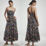 Anthropologie The Somerset Strapless Maxi Dress Blue Patte Floral Size Large NWT Photo 1