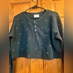 Gilly Hicks - Green Floral Long-Sleeve Crop Top/Thermal Henley Photo 2