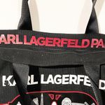 Karl Lagerfeld Karl Lagerfield Paris Sunglasses Large Black Tote Love Canvas Zip Top Bag Photo 2