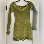 NWT Caroline Constas Megara Off the Shoulder Shirred Stretch Velvet Mini Dress Green Photo 4