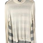 Three Dots  Cream & Gray Stripe Mock Neck Long Sleeve XL Photo 0