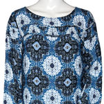 Loft  Dress Womens Small Blue Medallion Print Office Boho Bohemain Peasant Preppy Photo 5