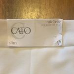 Cato NWT Stretch Pants Small Petite White Mid-Rise Slim Poly / Spandex classic Photo 4
