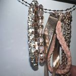 Set of Four Boho Rose Gold Tone‎ Charm, Rhinestone and Leather Bracelets Pink Photo 5