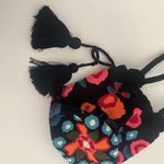 Black Wayuu Colombia Mochila Fuzzy Floral Bucket Bag Pom Poms (b38) Photo 4