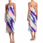 NWOT KENEDIK X Nordstrom Cowl Neck Tie Dye Midi Slip Dress Blue Size XL Photo 1
