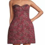 Liv Foster Dress Floral Strapless Mini Jacquard Sweatheart Neckline NWT Pink Size 4 Photo 0