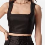7 For All Mankind NEW  Womens Faux Leather Sleeveless Crop‎ Top Black Size Small Photo 6