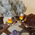 Handmade NEW  Halloween Candy Corn Hoop Earrings Photo 0