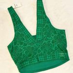 Aerie NWT  Holiday Green Floral Lace Ribbed Bralette Crop Top - Size: Medium Photo 0