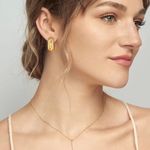 14K Gold Plated Wide Twisted Hoop Earrings Photo 0