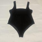 ZARA Women’s Black Bodysuit Sz Large Square Neck With Mesh Abdomen Photo 11