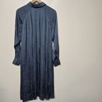 Lafayette 148 New York Pleated Long Sleeve Midi Shirt Dress Blue Size Large Photo 3
