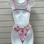 SheIn Floral & Gingham Triangle High Cut Bikini Set size M Photo 2