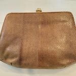 Snakeskin Tan with gold bottom clutch Brown Photo 0