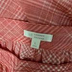 LC Lauren Conrad  Pink Plaid Shirred Peasant Tops Size Large Photo 5