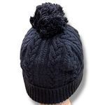 Abercrombie & Fitch Navy Cable Knit Hat Winter Cap Beanie Preppy Ski Pom Pom Photo 4