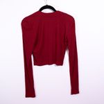 Wilfred Free Aritzia Modal Stretch Ribbed Knit Mock Neck Long Sleeve Cropped Top Photo 3