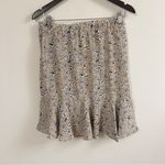 Max Studio  Tan/White Floral Print Ruffle Hem Mini Skirt Side Cinched Size L NEW Photo 3