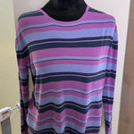 Talbots Vintage Y2K  Long Sleeve Purple Blue Crewneck Sweater Shirt Knit Stripes Photo 0