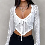 Tiger Mist  White Lace Long Sleeve Top Photo 0
