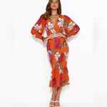 All About may Floral Red Dress with Puff Sleeves S Photo 1