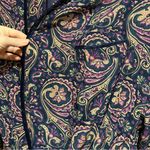 Diane Gilman Vintage silk navy, purple, and green paisley robe Photo 6
