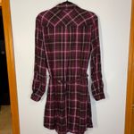Banana Republic  Plaid Shirt‎ Dress Long Sleeve Belted Size 12 Burgundy Photo 6