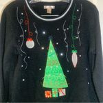 White Stag  Black Christmas Applique Ugly Christmas Sweater M Photo 5