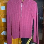 DKNY  JEANS Red Purple Pullover 1/4 Zip Knit Hoodie Size Large Photo 0