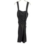 Reformation  Suvi Knit Midi Dress Size Large Black Ruched Jersey Photo 6