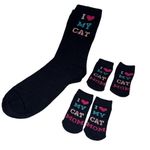 I Love My Cat Matching Pet Socks Navy Blue Women’s One Size 4 Photo 0