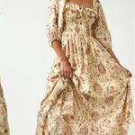 Free People  Ethereal Oasis Printed Midi Dress Ivory Small Bohemian Cottage Photo 0