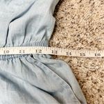 As You Wish As U Wish Chambray Denim Cotton Tie Front Romper in Sky Blue Small Photo 10