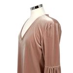 Madewell  Velvet V-Neck Balloon Sleeve Dress Blush Mauve Size Medium Photo 5