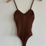 SKIMS Sheer Knit Cami Bodysuit in Bison, Size Small Photo 9