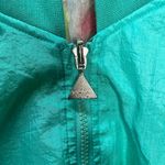Casual Isle Vintage  Reversible Windbreaker Pastel Teal Floral Size L 90s Nylon Photo 4