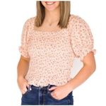 Sienna Sky  Floral Pink Ruffle Blouse Crop Top 
Tiny flowers ruffle sleeves Photo 0