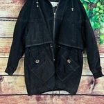 OBO New York Black Leather Hooded Jacket Coat Motorcycle Biker Full Zip Women 2X Photo 0