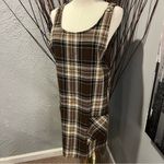 🌸NYCC BROWN PLAID OVERALL JUMPER DRESS SIZE MEDIUM🌸 Photo 1