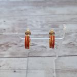 Vintage Clip On Earrings Orange & Gold Tone Hoops Photo 2