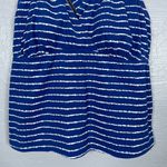 Lands' End Women Plus Size 16W Blue White Shibori Stripe Tankini Swim Top Padded Photo 1