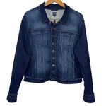 Jag jeans Women’s Dark Wash Button Front Denim Trucker Jacket XL Photo 0