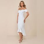 Lulus  How Much I Care Ivory Off-The-Shoulder Midi Dress Size S Photo 8