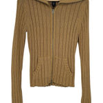 Abercrombie & Fitch Womens Ribbed Knit Zip Up Sweater Collared Size M Tan Y2K Photo 0