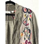 Anthropologie Sleeping on Snow Anthropologie Cardigan Size XS Embroidered Fringe Gray Photo 9