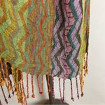 Woven Scarf Cashmere Silk Viscose Long Soft Fringe Women Green Orange Purple Photo 4