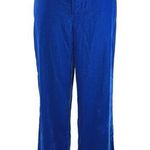 ZARA  Blue Velvet Velour High Waist Wide Flared Leg Crop Ankle Trousers Pants S Photo 0