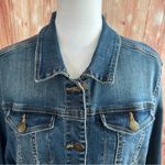 Per Se  Frayed Raw Hem Blue Denim Jean Jacket Photo 3